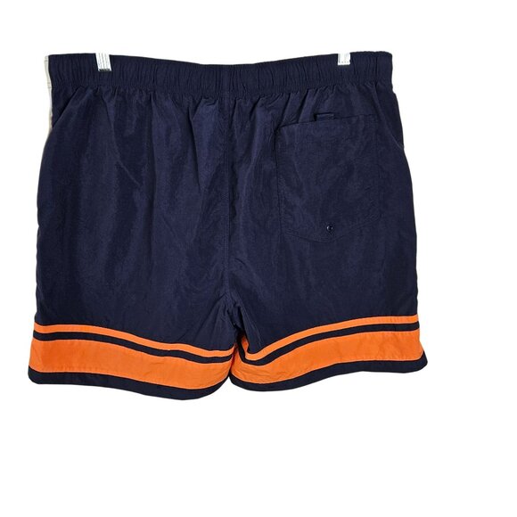 Nautica Mens XL Colorblock Pocket Swim Shorts Navy/Orange/Beige Mesh Lining - Picture 2 of 9